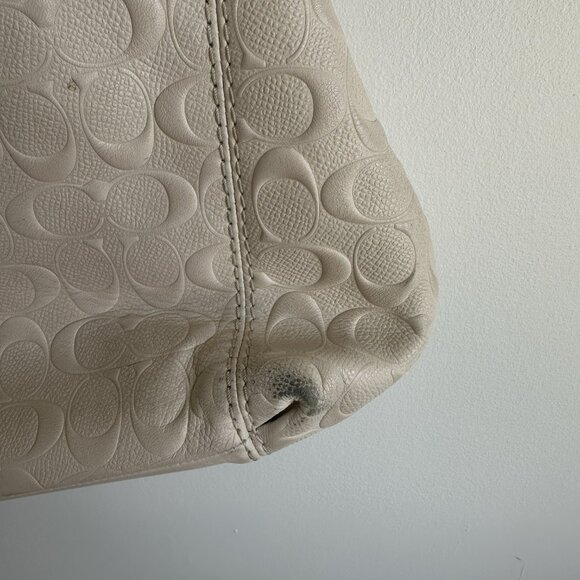 Coach Lexy Embossed Cream Leather Shoulder Bag - Picture 9 of 10